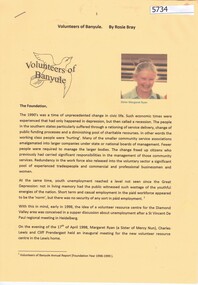 Article, Rosie Bray, Volunteers of Banyule, by Rosie Bray, 2018_