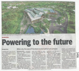 Newspaper Clipping, Diamond Valley Leader, Powering to the future: La Trobe University, 31/10/2018