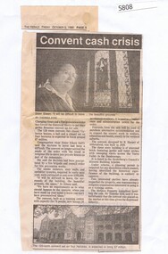 Newspaper Clipping, The Herald, Convent cash crisis 1990, 05/10/1990