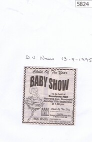 Newspaper Clipping, Diamond Valley Leader, Baby Show Bundoora [1995], 13/09/1995