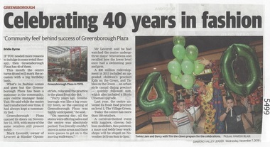 Newspaper Clipping, Celebrating 40 years in fashion, 07/11/2018