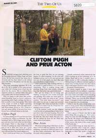 Newspaper Clipping, Jane Freeman, Clifton Pugh and Prue Acton, by Jane Freeman, 20/08/1989