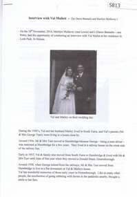 Article, Interview with Val Mallett, by Dawn Bennetts and Merilyn Mullavey, 18/11/2016