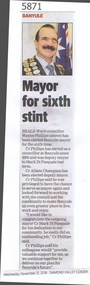 Newspaper Clipping, Diamond Valley Leader, Mayor for Sixth Stint, 21/11/2018