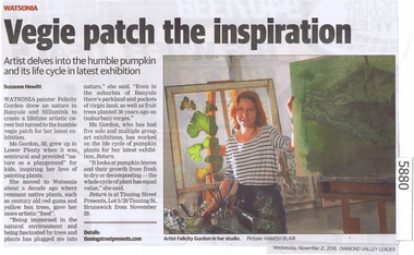 Newspaper Clipping, Diamond Valley Leader, Vegie patch the inspiration, 21/11/2018