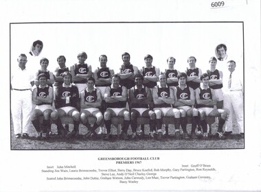 Photograph, Greensborough Football Club et al, Greensborough Football Club. Premiers 1967, 1967_