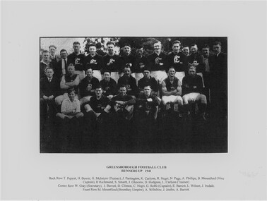Photograph - Digital Image, Greensborough Football Club et al, Greensborough Football Club. Team photograph 1941 Runners-up, 1941_