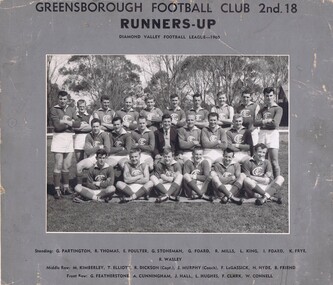 Photograph - Digital Image, Greensborough Football Club et al, Greensborough Football Club. Team photograph, Runners-up 1960, Second Eighteen, 1960_