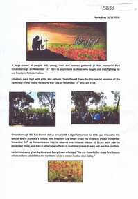 Memorabilia collection, Greensborough RSL et al, Remembrance Day Service 2018, 11/11/2018
