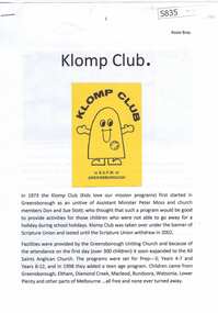 Article, Klomp Club, by Rosie Bray, 1973_