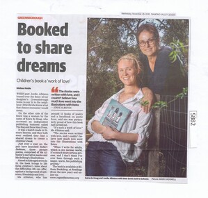 Newspaper Clipping, Diamond Valley Leader, Booked to share dreams, 28/11/2018