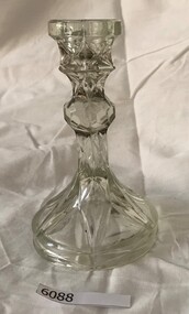 Candlestick, Moulded glass candlestick, 1950s