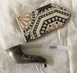 Tile and teapot spout, Tile fragment, and teapot spout, 1940s