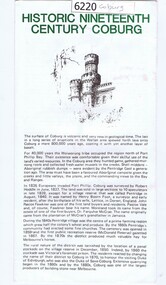 Leaflet, Coburg Historical Society, Historic nineteenth century Coburg, 1980s