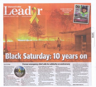Newspaper Clipping, Diamond Valley Leader, Black Saturday: 10 years on, 06/02/2019