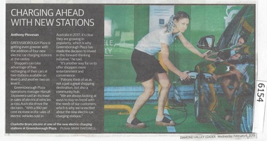 Newspaper Clipping, Diamond Valley Leader, Charging ahead with new stations, 06/02/2019