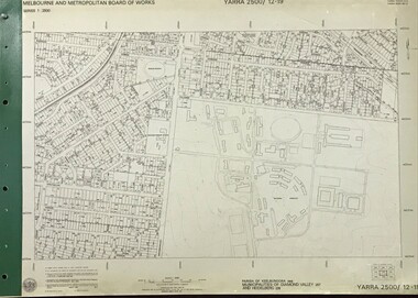 Map, Melbourne and Metropolitan Board of Works. Survey Division, MMBW, Yarra 2500 / 12.19. Watsonia, Simpson Army Barracks, 1983_03
