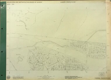 Map, Melbourne and Metropolitan Board of Works. Survey Division, MMBW, Yarra 2500 / 12.22. Watsonia North, 1978_03