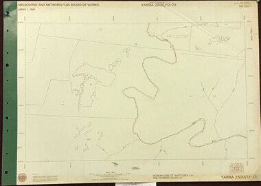 Map, Melbourne and Metropolitan Board of Works. Survey Division, MMBW, Yarra 2500 / 12.23. Janefield and Kangaroo Point, 1977_10