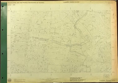 Map, Melbourne and Metropolitan Board of Works. Survey Division, MMBW, Yarra 2500 / 13.20. Greensborough, Montmorency and Watsonia, 1979_03