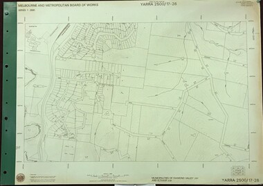 Map, Melbourne and Metropolitan Board of Works. Survey Division, MMBW, Yarra 2500 / 17.26. Hurstbridge, 1978_01