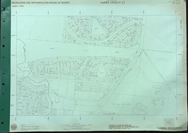 Map, Melbourne and Metropolitan Board of Works. Survey Division, MMBW, Yarra 2500 / 11.22. Bundoora, 1979_01