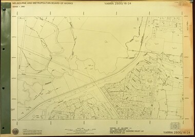 Map, Melbourne and Metropolitan Board of Works. Survey Division, MMBW, Yarra 2500 / 16.24. Northern Diamond Creek and Wattle Glen, 1978_02