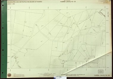 Map, Melbourne and Metropolitan Board of Works. Survey Division, MMBW, Yarra 2500 / 16.28. East of Hurstbridge, 1977_10