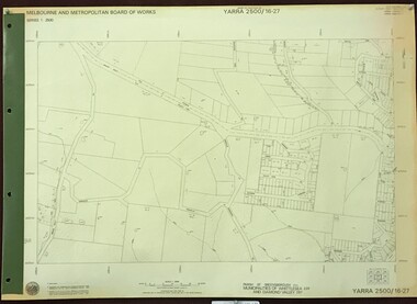 Map, Melbourne and Metropolitan Board of Works. Survey Division, MMBW, Yarra 2500 / 16.27. Hurstbridge, 1977_10