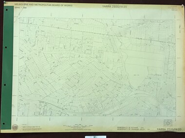 Map, Melbourne and Metropolitan Board of Works. Survey Division, MMBW, Yarra 2500 / 14.20. Montmorency, Sherbourne Road, 1977_06