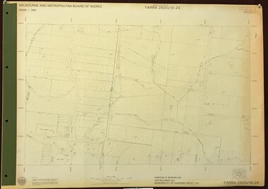 Map, Melbourne and Metropolitan Board of Works. Survey Division, MMBW, Yarra 2500 / 14.24. Plenty, 1979_05