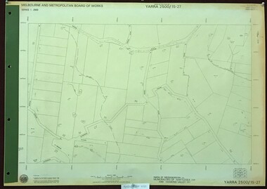 Map, Melbourne and Metropolitan Board of Works. Survey Division, MMBW, Yarra 2500 / 15.27. Yarrambat, De Fredricks Lane, 1977_10
