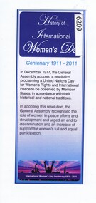 Leaflet, History of International Women's Day: Centenary 1911-2011, 2011_