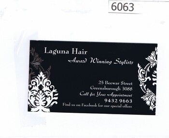 Business card, Laguna Hair, 2018c