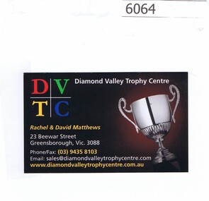 Business card, Diamond Valley Trophy Centre, 2018c