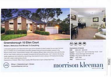 Newspaper Clipping, Domain Review et al, 10 Ellen Court Greensborough, 21/11/2018