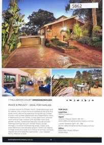 Advertising Leaflet, Buckingham and Company Estate Agents, 7 Tallaroon Court Greensborough; and, 15 Yando Street Greensborough, 2018_08