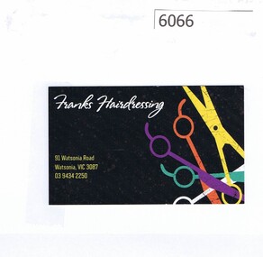 Business card, Franks hairdressing, 2018_