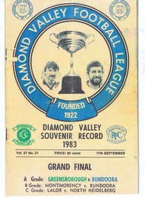 Magazine, Diamond Valley Football League, Diamond Valley Football League; Souvenir Record 1983, 17/09/1983