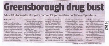 Newspaper Clipping, Diamond Valley Leader, Greensborough drug bust, 10/04/2019