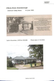 Newspaper Clipping and Photograph, 4 Monty Street Greensborough, 1993_12
