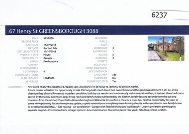 Advertising Leaflet, Barry Plant Greensborough, 67 Henry Street Greensborough, 14/07/2018