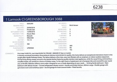 Advertising Leaflet, Barry Plant Greensborough, 1 Larnook Close Greensborough, 29/06/2018