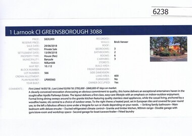 Advertising Leaflet, Barry Plant Greensborough, 1 Larnook Close Greensborough, 29/06/2018