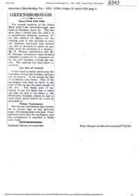 Newspaper Clipping (copy), Hurstbridge Advertiser, Greensborough: Grace Park Golf Club, 15/04/1930