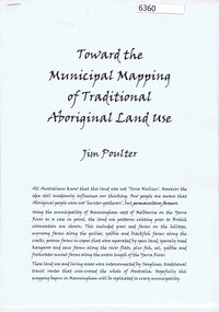 Booklet, Toward the municipal mapping of traditional aboriginal land use, by Jim Poulter, 2017c