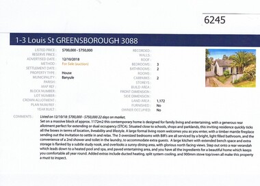 Advertising Leaflet, Barry Plant Greensborough, 1-3 Louis Street Greensborough, 12/10/2018