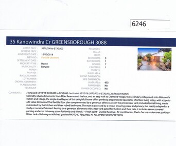 Advertising Leaflet, Barry Plant Greensborough, 35 Kanowindra Court Greensborough, 12/10/2018