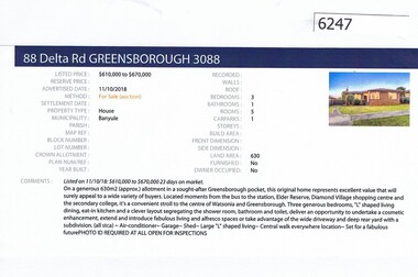 Advertising Leaflet, Barry Plant Greensborough, 88 Delta Road Greensborough, 11/10/2018