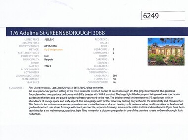 Advertising Leaflet, Barry Plant Greensborough, 1/6 Adeline Street Greensborough, 01/10/2018